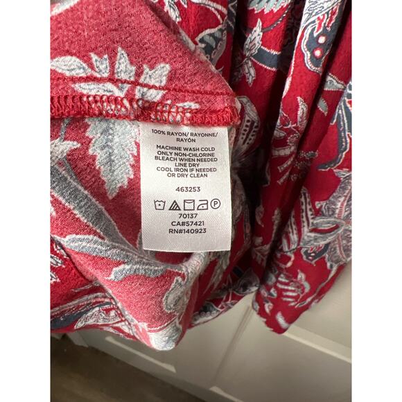 LOFT Outlet Swing Dress Red Tropical Floral Print Halter Sleeveless Size XXSP - Picture 4 of 6